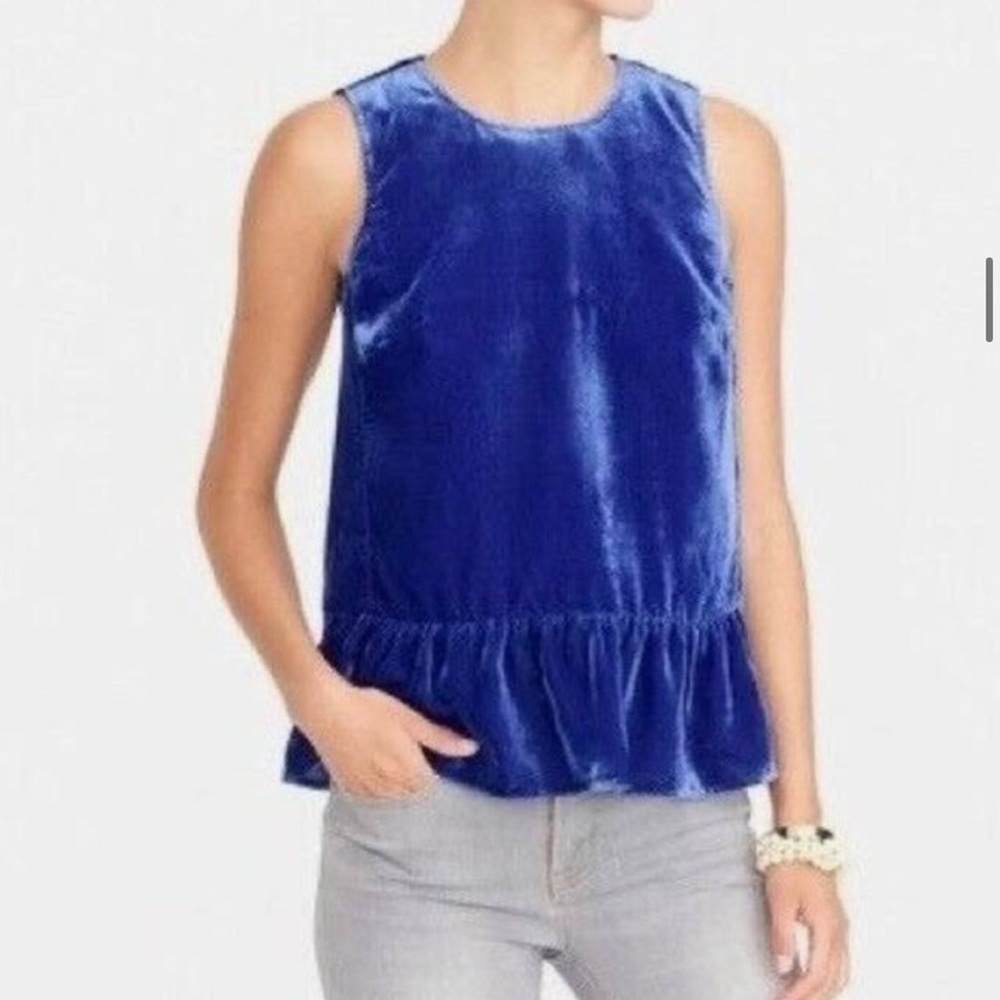 J Crew Drapey Velvet Peplum Sleeveless Top